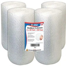 4 Pack  Bubble Cushioning Wrap Rolls, Air Bubble, 12 Inch x 80 Feet Total
