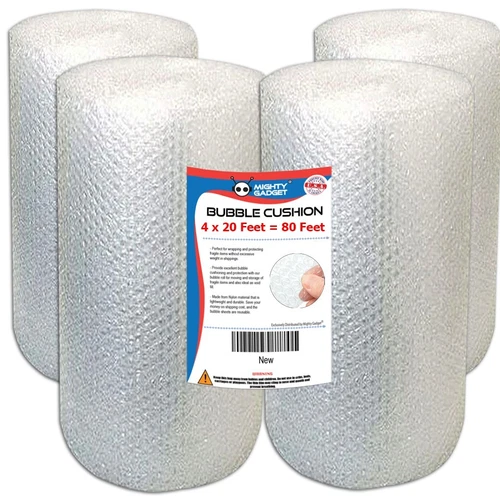 4 Pack  Bubble Cushioning Wrap Rolls, Air Bubble, 12 Inch x 80 Feet Total - product listing photo