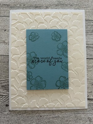 Card Set Of 4 Stampin Up Any Occasion Embossed Blue Flowers | eBay