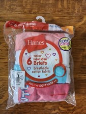 NEW Hanes Girl's Cotton Low Rise Briefs Underwear 6 Pack Size 8 Preshrunk