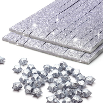 1000 Pcs Silver Galaxy Star Paper Strips,  Origami Star Paper Strips Galaxy Luck