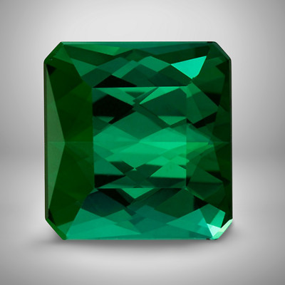 Green Tourmaline Asscher Cut Gemstone 8 Cts - 14 mm VVS Precious Jewelry Gem