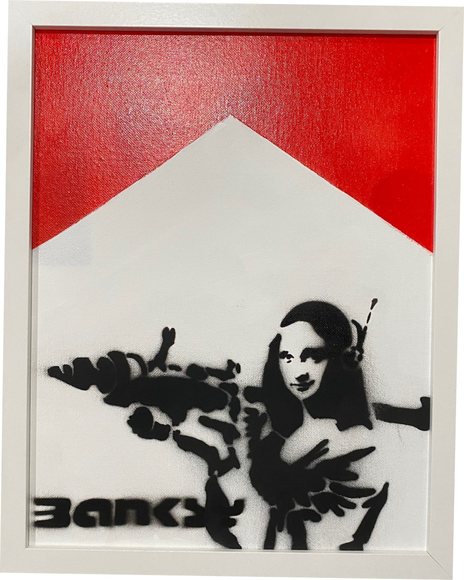 Banksy Graffiti Art Mona Lisa Bazooka Framed Painting 12x15