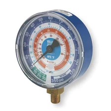 Yellow Jacket 49138 Gauge,3-1/8 In Dia,Low Side,Blue,350 Psi