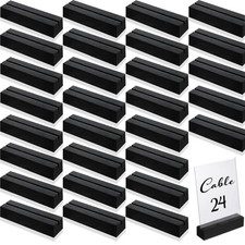 24 Pcs Black Wood Place Card Holders Wooden Table Number Holder Stands Name C...