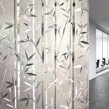 Window Privacy Film Stained Glass Window Film Static Cling Bamboo Decorative