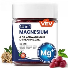 VEV 14-in-1 Magnesium Gummies with Ashwagandha, L-Theanine, D3  Zinc