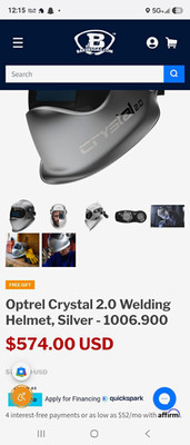 optrel Crystal 2.0 Auto-Darkening Welding Helmet Silver ShadeTronic 4-12