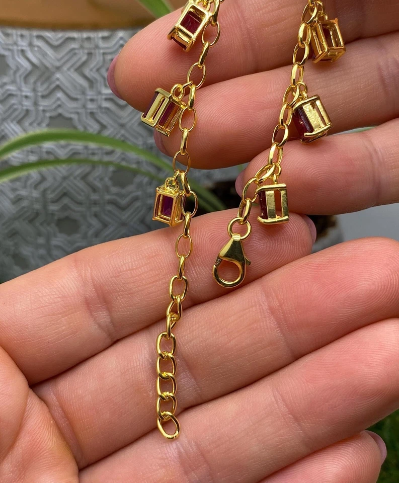 Bracelet with Natural Ruby gemstone, sterling silver 925, 6-8Inches - Image 4 of 4