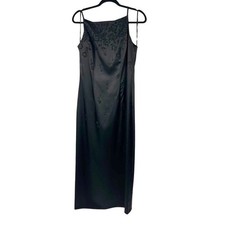Vintage 90’s Y2K CDC Black Beaded Detail Long Formal Prom Dress Sz 10‎