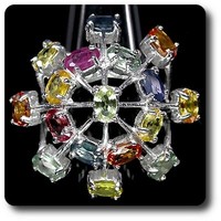 Mineralien Und Edelsteine. Ring Saphir Rubin Silber 925