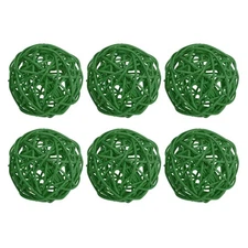 6 Pcs 3" Wicker Rattan Balls Decorative Ball for Centerpiece Bowls Deep Green