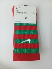 Nike Everyday Plus Xmas Basketball Crew Socks - Red / Green Christmas Size: L