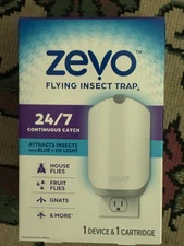 ZEVO Flying Insect Fly Trap (1 Device + Refill) Featuring Blue UV Light