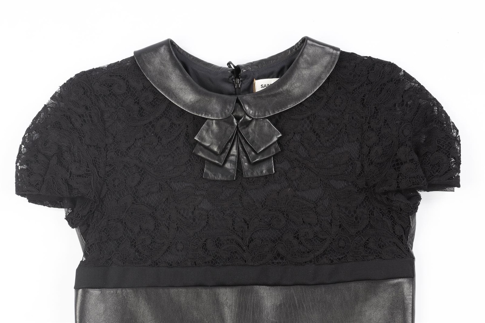 SAINT LAURENT MINI ABITO IN PELLE NERO FR 36 UK 8