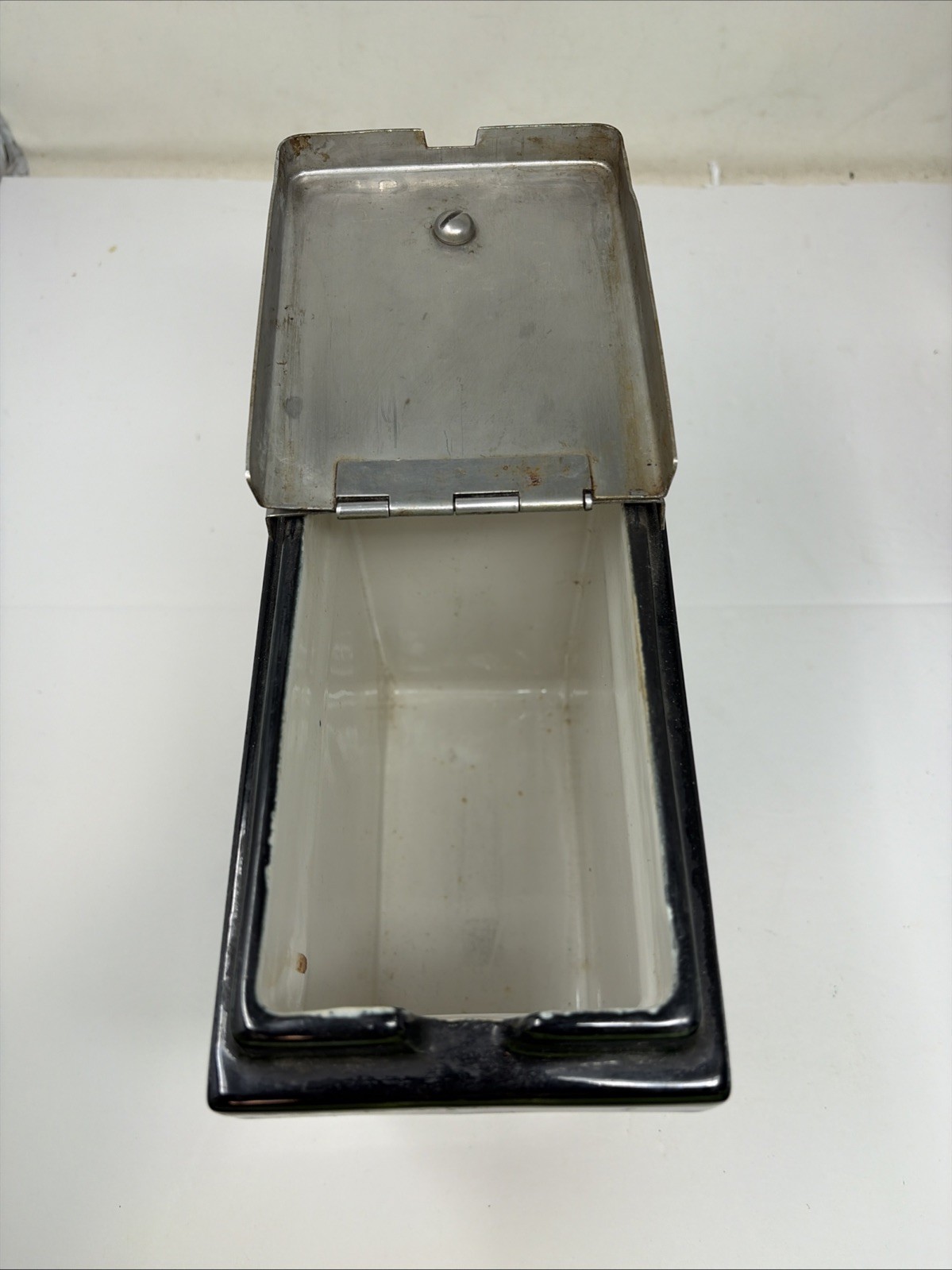 2 - Vintage Ice Cream Shop Jars - Metal & Ceramic - Walnut & Strawberry