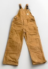 Carhartt Bib Overalls Mens 38x30 Brown Duck Canvas Insulated Quilt Lined USA
