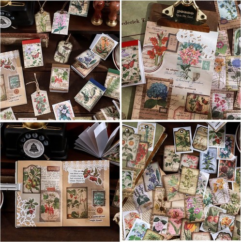 300 Pcs Scrapbook Washi Stickers,Vintage Flower Butterfly Botanical Sticker B...