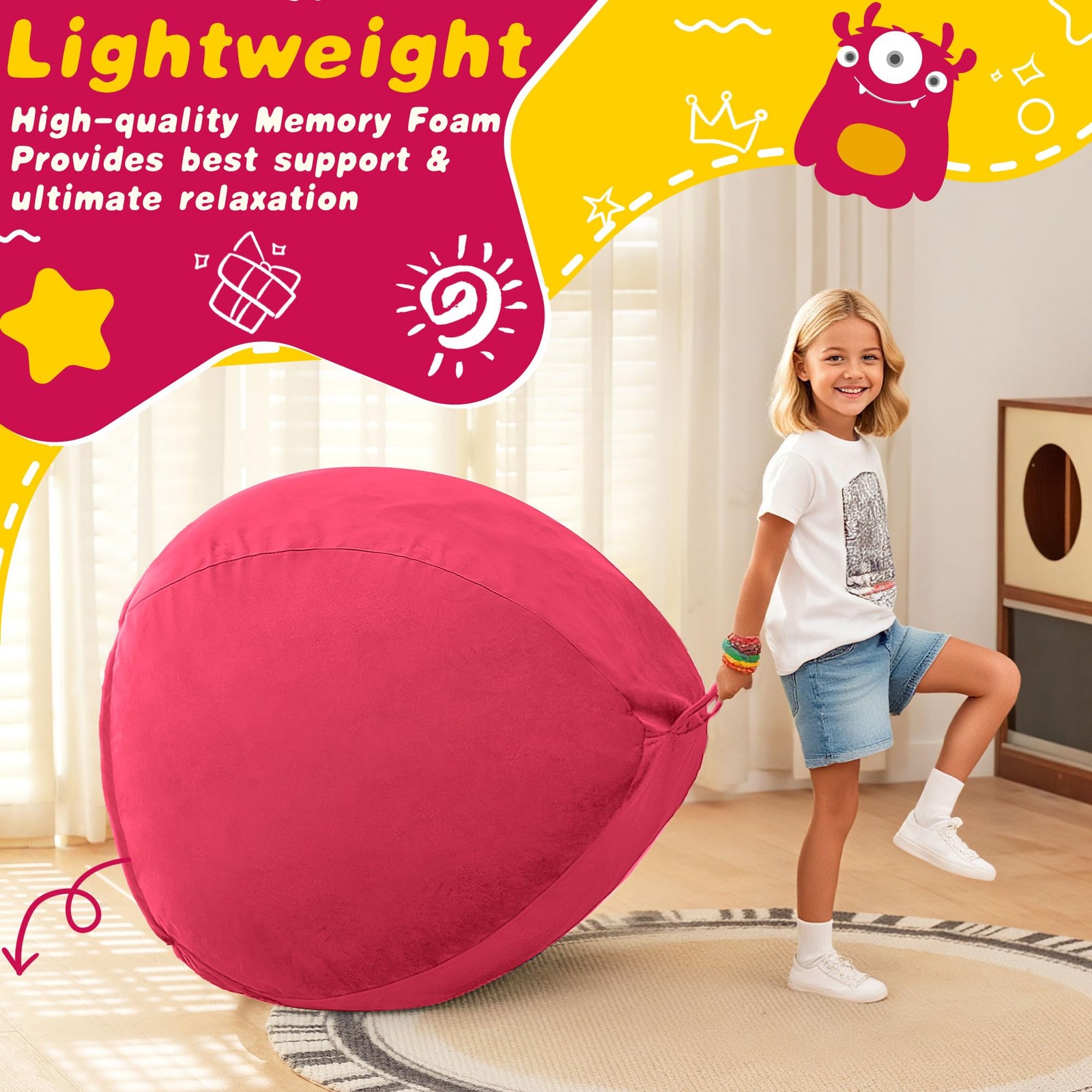 2FT Bean Bag Chair, 2' Beanbags Small Bean Bag Chairs with Filling, Teardrop ...