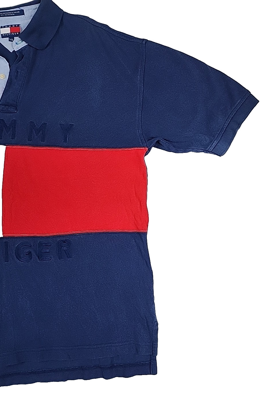 Vintage Tommy Hilfiger Polo Shirt Mens L Big Flag Embroidered Spell Out Logo thumbnail 5