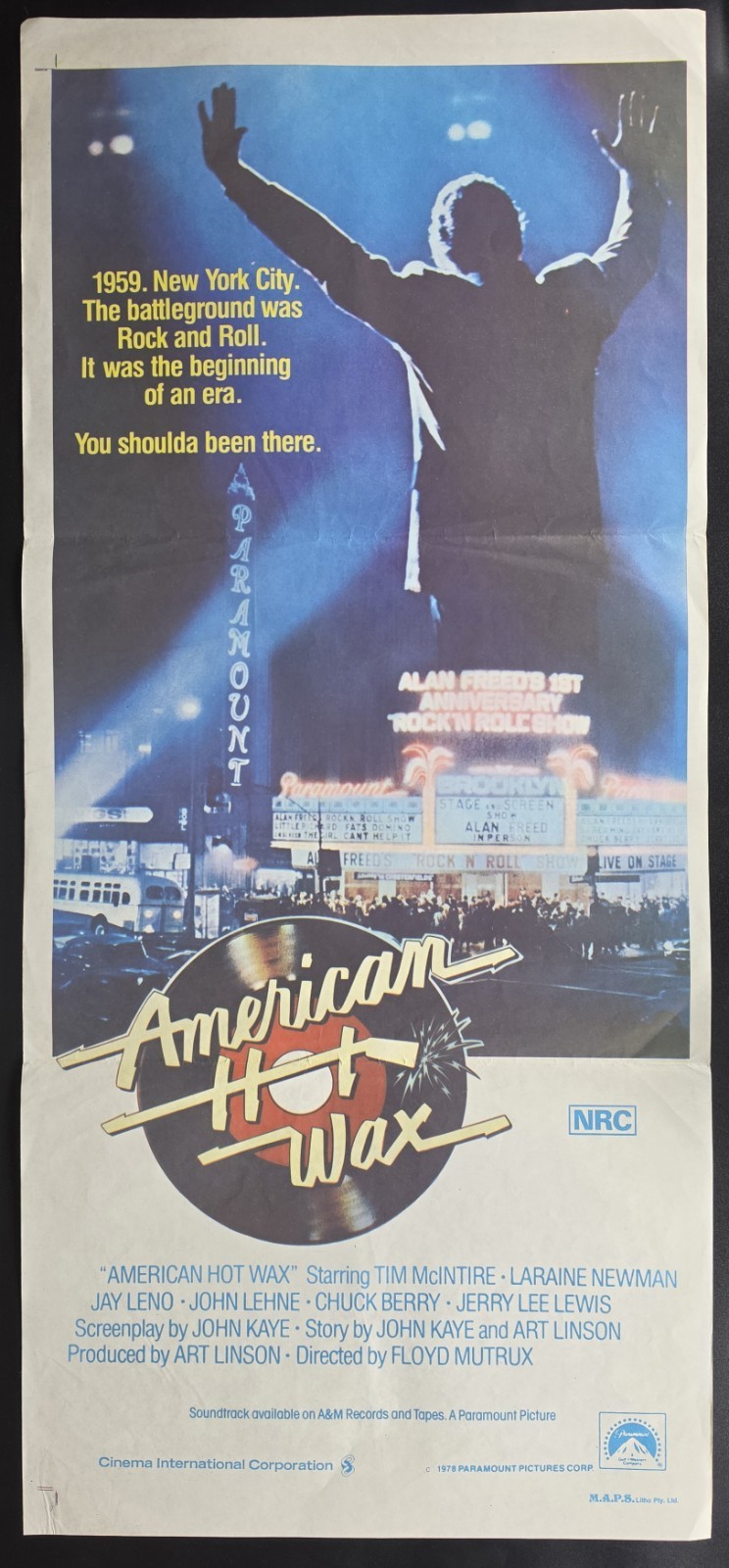 1978 American Hot Wax Original Australian Daybill Movie Poster Rock N Roll E image 2