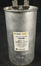 TitanPro TRCF80 HVAC Round Motor Run Capacitor. 80 MFD/UF 440/370 Volts