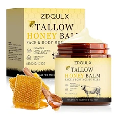 Grass-Fed Beef Tallow Balm with Raw Honey, Face & Body Moisturizer, 4.23 oz