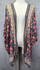 Angie Kimono Duster Paisley Short Sleeve Flowy Boho Cover Up Festival Large
