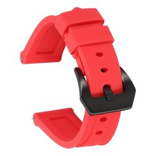 Silicone Watch Bands 20mm Soft Watch Band with Black Buckle, Red