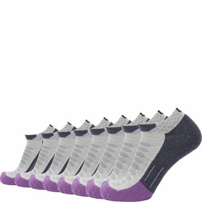 GRIP6 8 Pack Merino Wool Ankle Running Socks Midweight Purple USA Made