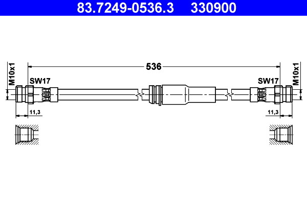 ATE 83.7249-0536.3 Bremsschlauch 536 Mm FüR Audi A3 VW Passat B6 1.2-3.6-image