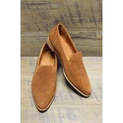 Patina women's brown suede leather pointy toe slip on flats