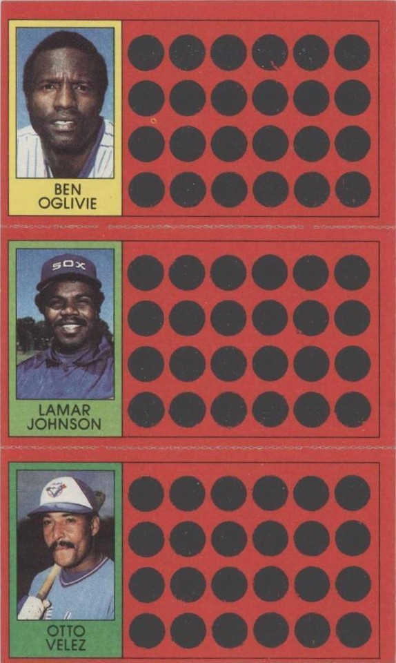 1981 Topps Baseball Scratch-Off - Ben Oglivie Lamar Johnson Otto Velez #7-26-44 - 1 of 1