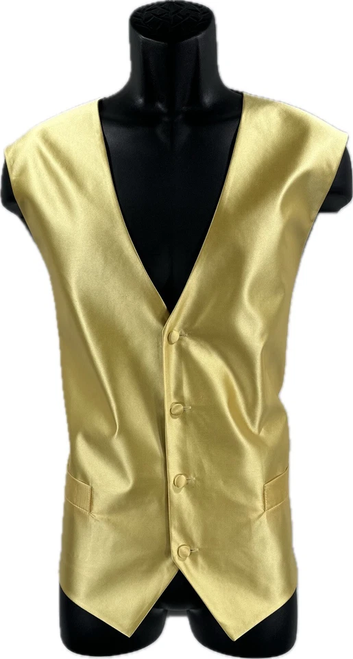 St. Patrick Men's Gold Vest 4 Buttons Black Back 100% Polyester Size XL - Image 2 of 3