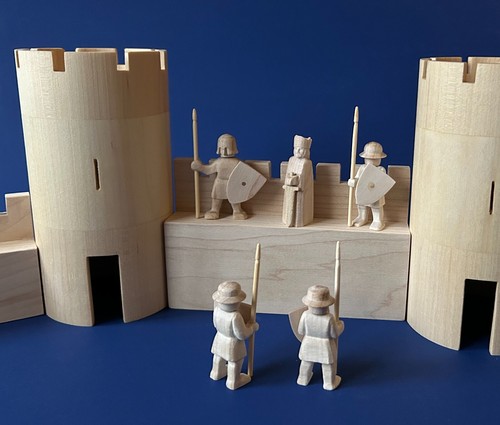 Castle wall wooden town Erzgebirge Gault Lego size wargame flat toy soldier 30mm - Picture 8 of 8