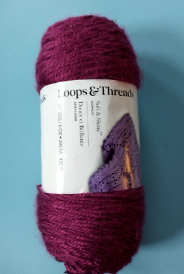 One Skein Loops and Threads Yarn-Color Burgandy