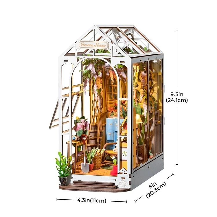 Rolife 3D Wooden Puzzle Holiday Garden House DIY Book Nook Shelf Insert LED Gift - image 3 of 4