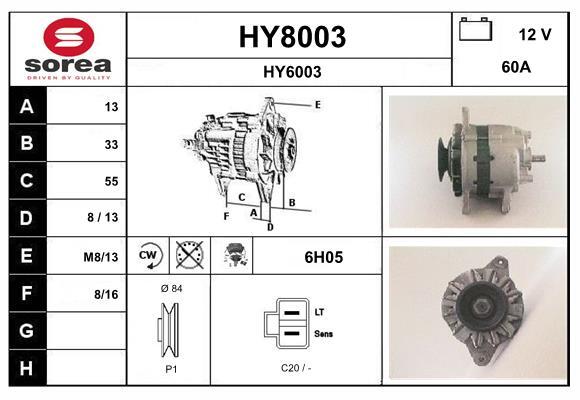 Alternateur SNRA HY8003 résout les pannes de batterie sur Pajero I