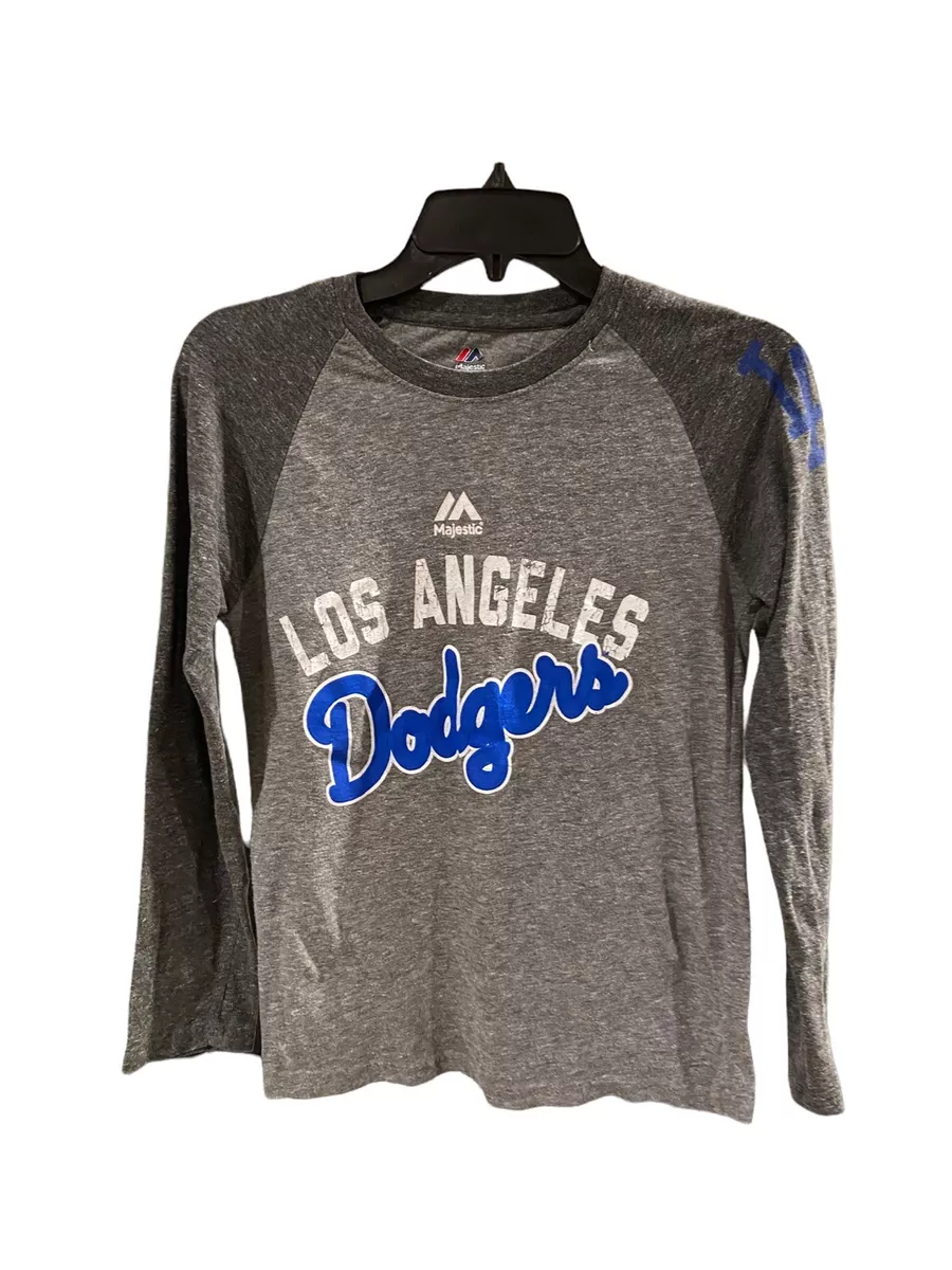 Majestic Los Angeles Dodgers Baseball Shirt Long Sleeve Gray Boys