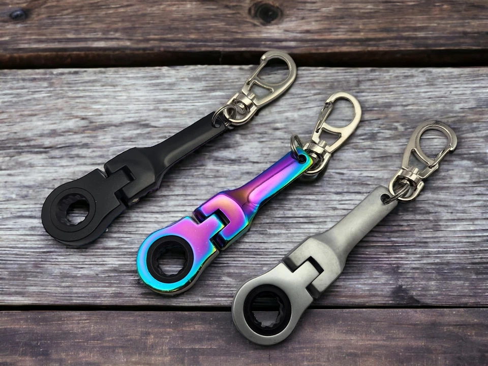 Llavero llave trinquete arco iris de 10 mm y mini juego de herramientas de cinta métrica regalo mecánico Foto 4 de 4