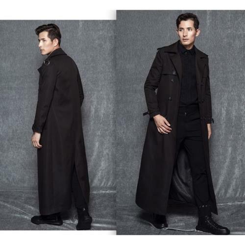 Herren Überlanger Windbreaker Zweireiher Trenchcoat Mantel Oberbekleidung Neu L - Bild 5 von 20