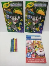 2x Crayola Cosmic Cats / Candyland Activity Game Pad W/marker -4 Crayola Crayons