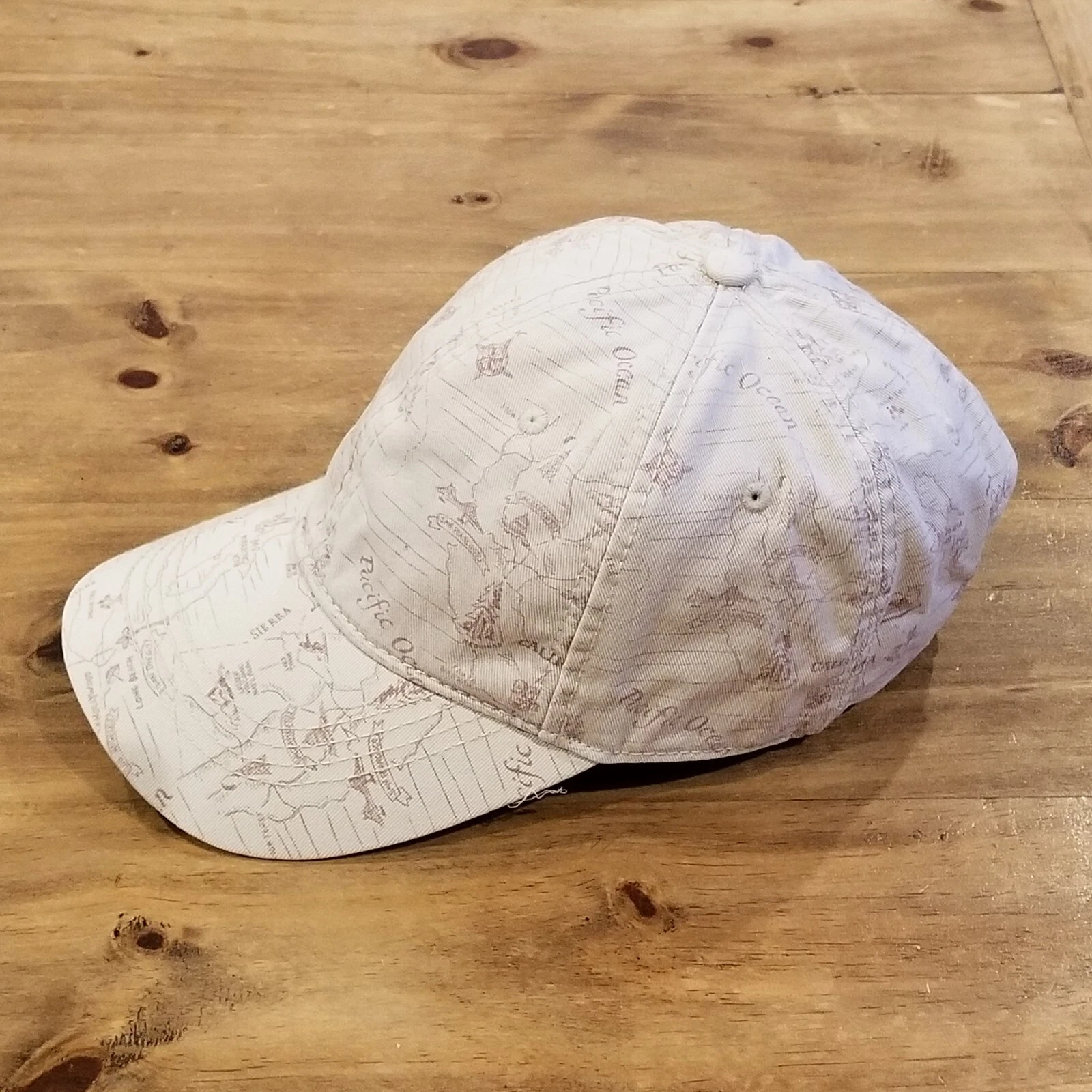 Lucky Brand Hat Cap Leather Strap Back Pacific Ocean Islands AOP Allover