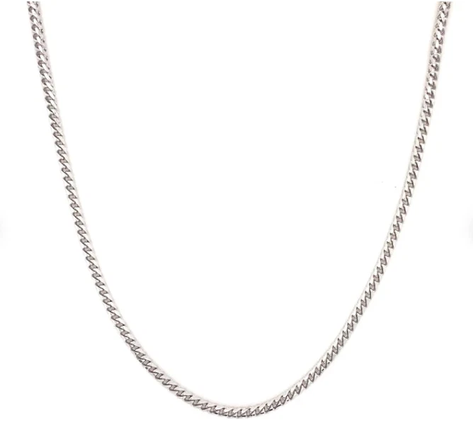 Collar cadena colgante oro blanco macizo 18k Franco bordillo caja eslabón 30" 2mm 22 grms