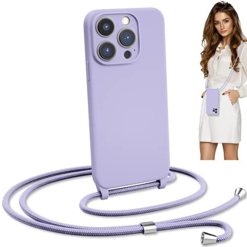 Crossbody Lanyard Strap Case for iPhone 16 iPhone 16 Pro Max (6.9 inch) Purple - 第 2/7 張圖片