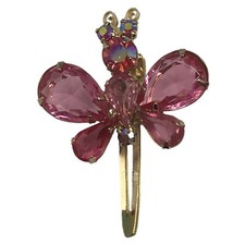 Vintage Pink Prong Set Rhinestone Butterfly Hair Clip, M123