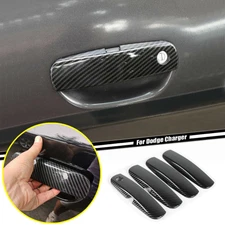 For 2010-2023 Dodge Charger ABS Carbon Fiber Door Handle Cover Trim Shell Bezels