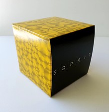 Vintage ESPRIT Empty Cardboard Cube Gift Box - Yellow, Gray Black