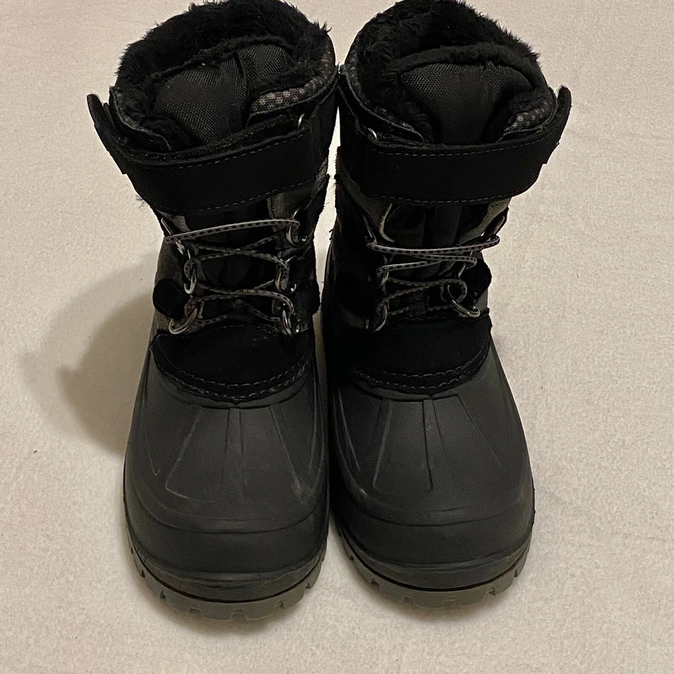 KHOMBU KIDS BLACK & GRAY LINED WINTER SNOW BOOTS BIG KIDS YOUTH SIZE 2 - Image 2 of 4