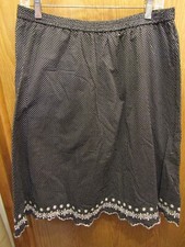 WOMENS SAG HARBOR LINED STRETCH BLACK WHITE DOT SKIRT SIZE L LENGTH 24"
